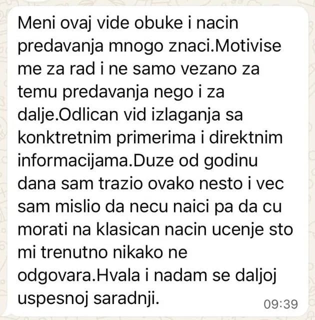 Duže od godinu dana sam tražio ovako nešto i već sam mislio da neću naići. Odličan vid izlaganja, sa konkretnim primerima i direktnim informacijama.